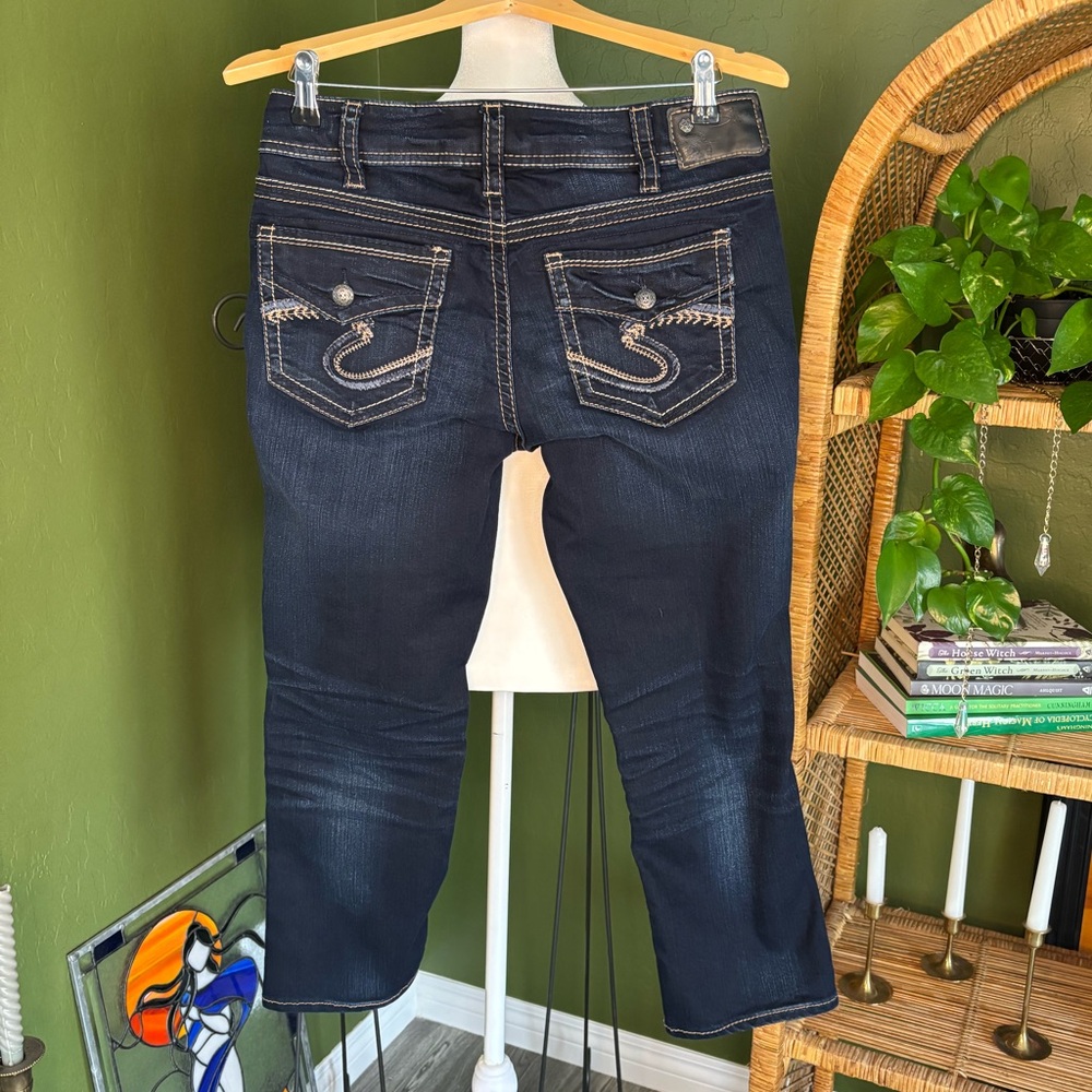 Silver Jeans Suki Mid Capri Dark Blue Denim Jeans
